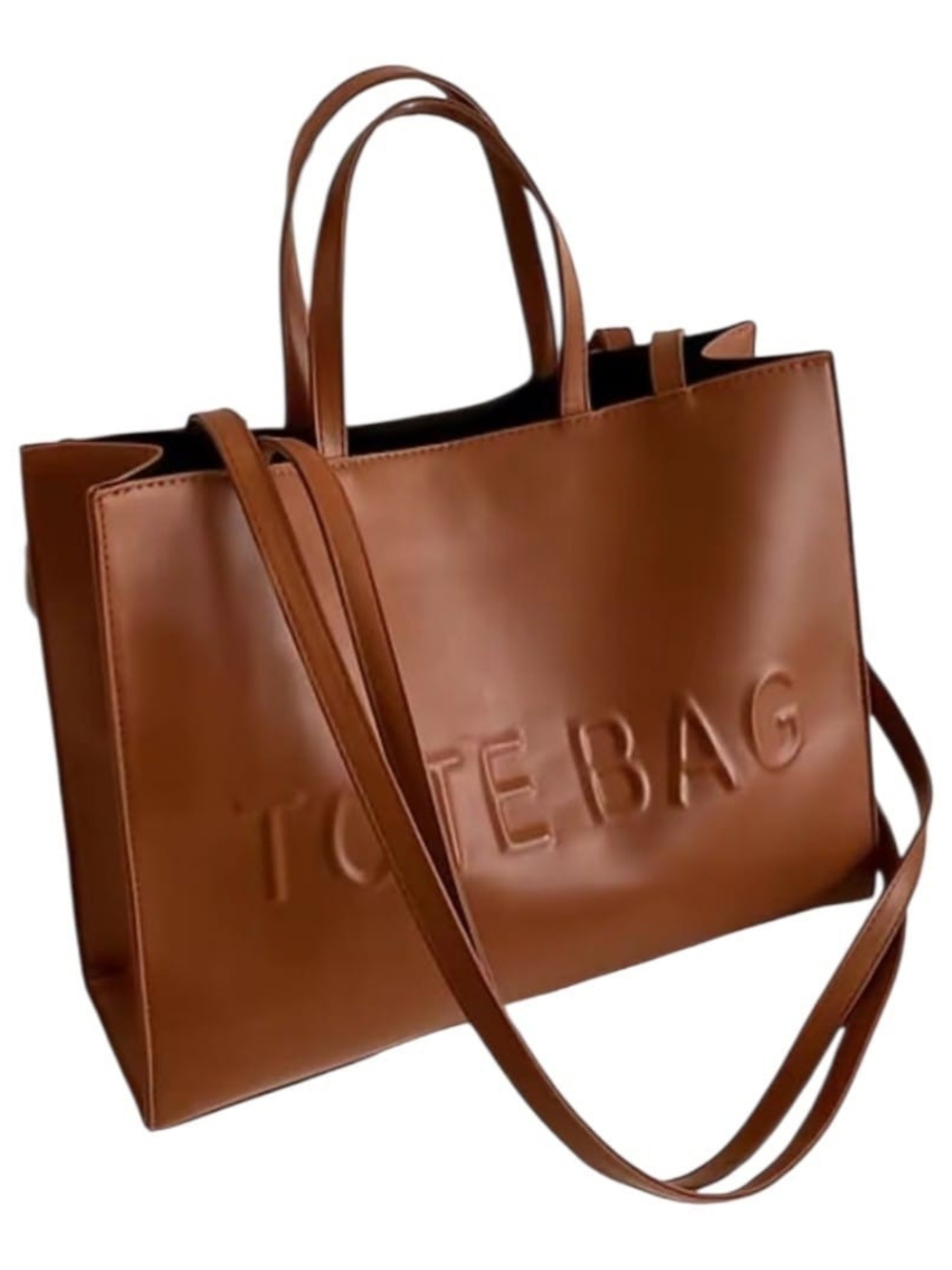 Classic Brown Tote Bag with Embossed